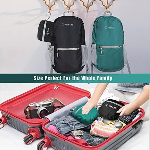 کوله‌پشتی کوچک قابل بسته‌بندی ZOMAKE 20L، کوله‌پشتی کوچک تاشو پیاده‌روی - کیف مسافرتی کوله‌پشتی ضد آب جیبی برای کمپینگ ورزشی مردانه در فضای باز، زنان، مدرسه راهپیمایی، سفر با دوچرخه Image