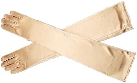 دستکش 21 اینچی برای مهمانی عصرانه زنانه DreamHigh دستکش ساتن بلند مشکی/سفید Image