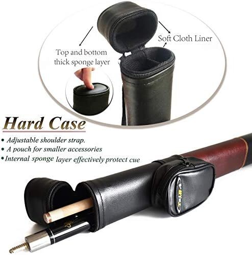 تای با کیوس 2 تکه چوب استخر + قاب سخت، نوک 13 میلی‌متری، 58 اینچ چوب بیلیارد حرفه‌ای افرا کانادایی چوب بیلیارد 18،19،20،21،22 چوب استخر (قابل انتخاب) - آبی، مشکی، قرمز، خاکستری ، سبز Image