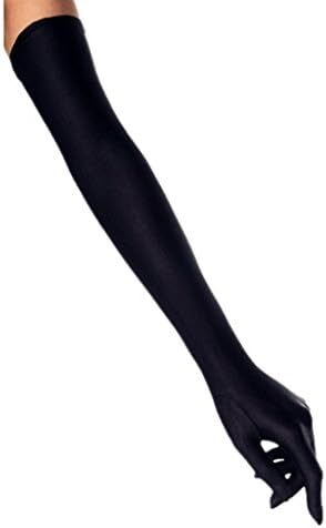 دستکش 21 اینچی برای مهمانی عصرانه زنانه DreamHigh دستکش ساتن بلند مشکی/سفید Image