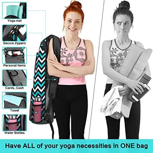 کریر نگهدارنده تشک یوگا Warrior2، کوله پشتی یوگا متناسب با تشک 1/2 اینچی ضخیم، جیب های بزرگ و جا بطری آب | کیسه حمل کامل تشک یوگا زیپ مخصوص مردان باشگاه ورزشی لوازم جانبی یوگا دوچرخه مسافرتی Image