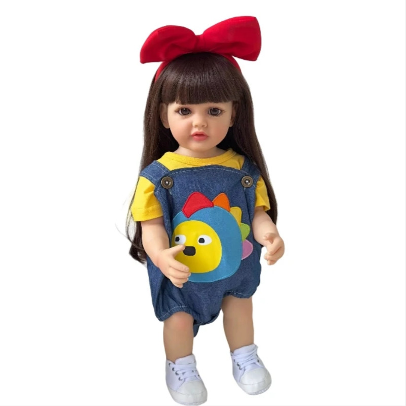 عروسک سیلیکونی وینیل واقعی ۲۱ اینچی(53 سانتیمتر) با لباس آبی و زرد رنگ  و لوازم جانبی برای سن +۳ Image