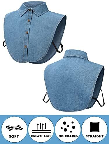 یقه تقلبی 4 تکه بلوز یقه گرد نیم پیراهن جداشدنی یقه دیکی تاپ یقه کاذب برای لباس های دخترانه زنانه Image