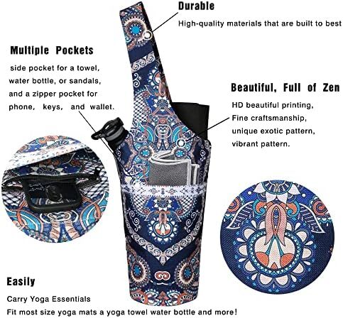 کیف مت یوگا چاپ شده مد روز با جیب کناری بزرگ و جیب زیپ دار کیف یوگا بلند و مناسب تشک های بزرگ - دارای لوازم جانبی یوگا بیشتر Image
