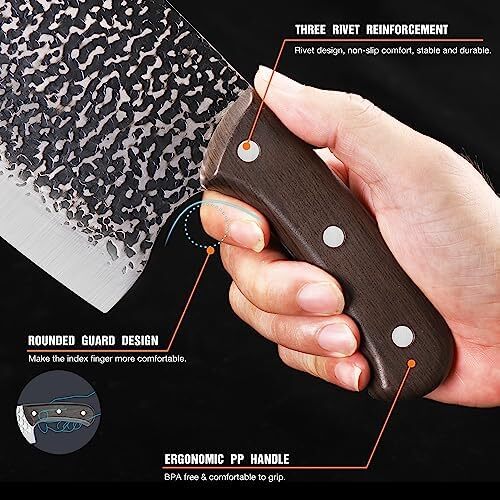 چاقوی خردکن گوشت TJ POP به طول 6.2 اینچ، چاقوی سبزیجات فوق العاده تیز و سبک، چاقوی برش کامل، چاقوی سرآشپز صربستان، تیغه استیل ضد زنگ با ضخامت 1.5 میلیمتر، سری شکل ماهی HP01003 Image