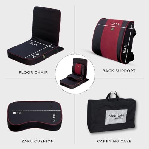 FOM (دوستان مدیتیشن) ® صندلی مدیتیشن بودا آرامش‌بخش بسیار بزرگ. صندلی کف / صندلی یوگا / صندلی مدیتیشن با تکیه گاه پشتی و کوسن مدیتیشن / صندلی مدیتیشن Image