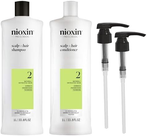 شامپو و نرم‌کننده Nioxin System 2، مناسب برای موهای طبیعی درمان‌شده با نازک‌شدگی پیشرفته، شامل پمپ، 33.8 اونس مایع (بسته‌بندی ممکن است متفاوت باشد) Image