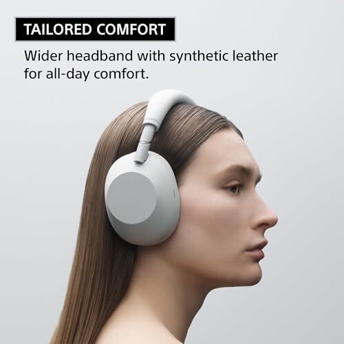 هدفون بی‌سیم سونی WH-1000XM6 با بهترین کیفیت حذف نویز، پردازنده NC HD QN3، 12 میکروفون، بهینه‌ساز NC تطبیقی، طراحی شده توسط مهندسان، کیفیت استودیو، باتری 30 ساعته، نقره‌ای Image
