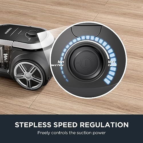 جاروبرقی بدون کیسه یورکا، جارو سبک برای فرش و کف‌های سخت، نقره‌ای با مشکی Image