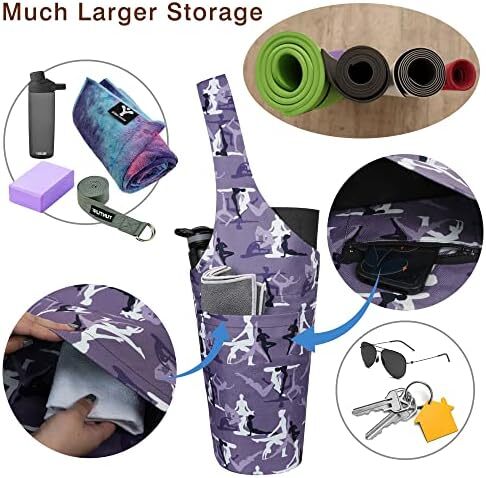 کیف مت یوگا چاپ شده مد روز با جیب کناری بزرگ و جیب زیپ دار کیف یوگا بلند و مناسب تشک های بزرگ - دارای لوازم جانبی یوگا بیشتر Image