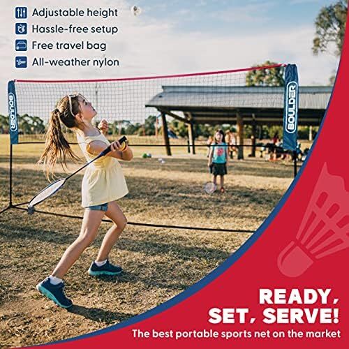 ست توری بدمینتون قابل حمل بولدر - برای تنیس، تنیس فوتبال، پیکلبال، والیبال کودکان - تور ورزشی نایلونی با میله با نصب آسان Image