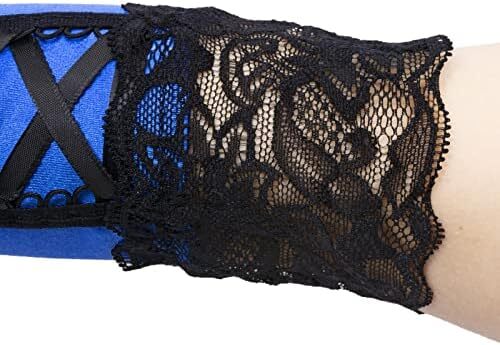 دستکش زنانه بدون انگشت JISEN با آرنج بند استیمپانک گرم کننده بازو Image