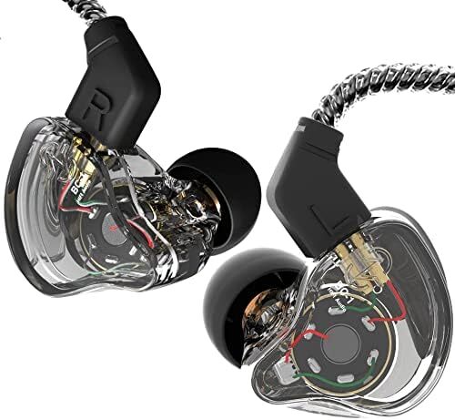 هدفون های CCZ Yinyoo Melody درون گوشی، هدفون های سیمی بدون میکروفن IEM HIFI با بیس 1DD 1BA، باله های گوش، هدفون های IEM با کابل 4N OFC برای موسیقیدانان، خوانندگان، روی صحنه، استودیو (بدون میکروفن، مشکی شفاف)