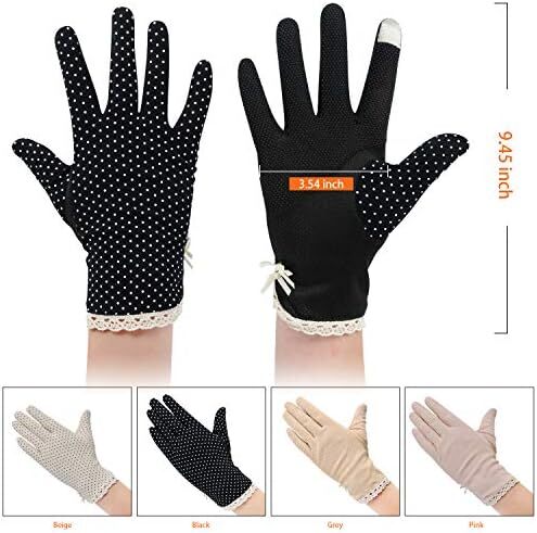 دستکش ضد لغزش توری نخی ضد آفتاب زنانه MarJunSep Dots محافظ در برابر آفتاب - 4 جفت