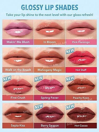 آرایش SHEGLAM - Pout-Perfect Shine Lip Plumper - Moisturizing Plumping Solid Lip Glass Non-Purishing (First Crush) Image