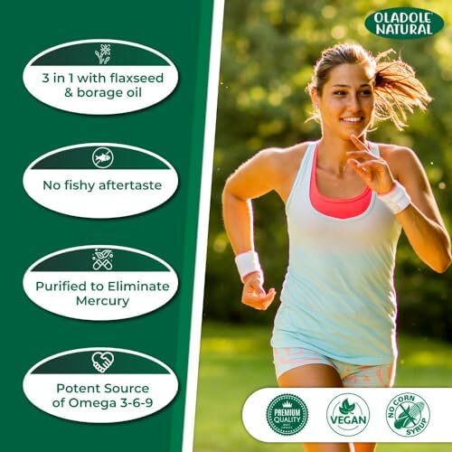 مکمل طبیعی امگا 3-6-9 اولادوله - 2400 میلی‌گرم (120 کپسول نرم) تقطیر مولکولی | بهبود سلامت قلب، عملکرد شناختی و حمایت از مفاصل | فرمول اسیدهای چرب ضروری | بدون گلوتن، غیرتراریخته