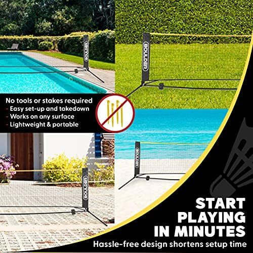 ست توری بدمینتون قابل حمل بولدر - برای تنیس، تنیس فوتبال، پیکلبال، والیبال کودکان - تور ورزشی نایلونی با میله با نصب آسان Image