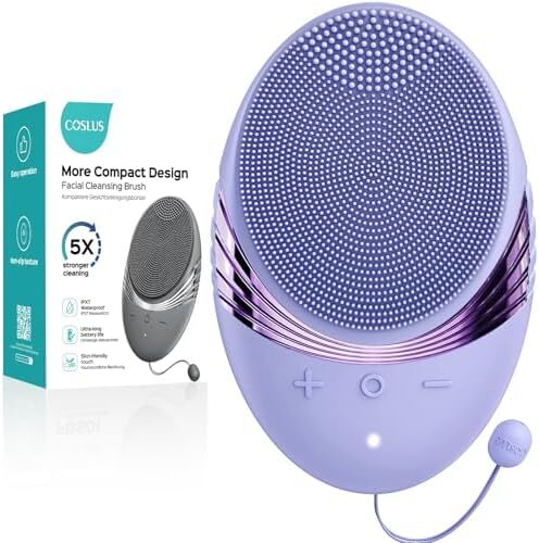 برس پاکسازی صورت: برس صورت شارژی و ضد آب IPX7، سیستم مراقبت سیلیکونی با ۵ حالت پاکسازی برای تمیز کردن، لایه‌برداری و ماساژ Image