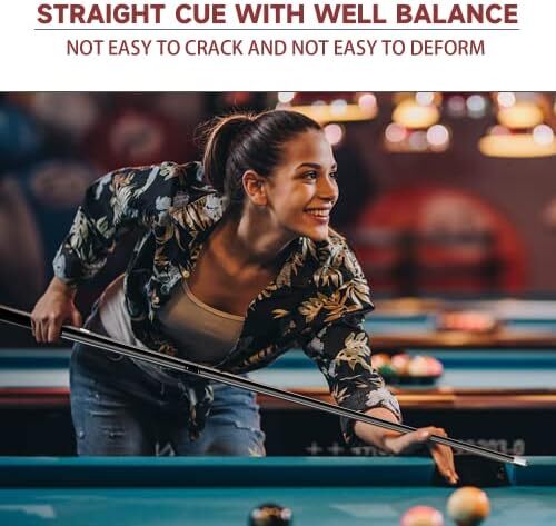 چوب بیلیارد کامپوزیت کامپوزیت بیلیارد گرافیتی 58 اینچی GSE برای مردان/زنان، چوب بیلیارد کیو برای مصارف خانگی یا تجاری/بار (مشکی مات، 18 اونس) Image