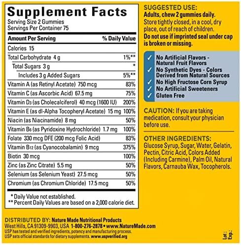 مولتی ویتامین نچر مید برای مردان، مولتی ویتامین برای حمایت از متابولیسم انرژی، ویتامین‌ها و مواد معدنی مردانه، ۱۵۰ عدد ویتامین و مینرال جویدنی، تأمین ۷۵ روزه Image