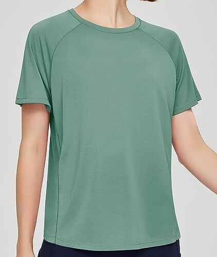تی شرت ورزشی آستین کوتاه زنانه Origiwish پیراهن بدنسازی برای دویدن سریع خشک تاپ های ورزشی یوگا Image