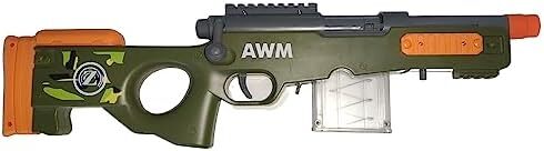 تفنگ AGM MASTECH AWM شلیک پرتاب کننده بلستر، 40 دارت رسمی، گیره 4 دارت، 2 مجله، استوک قابل جابجایی، اکستنشن بشکه، ست بازی اسباب بازی Blaster برای پسران، کودکان و بزرگسالان (سبز) Image