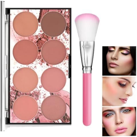 پالت رژگونه، آرایش 8 رنگ کانتور و پالت هایلایت رژگونه مات رژگونه پودر Bright Shimmer Face Cosmetics Blusher پالت رژگونه روشن صورت با برس رژگونه