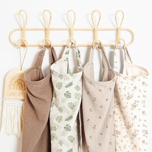 پوشش شیردهی کنسی موسلین برای شیردهی نوزاد، پوشش شیردهی ۱۰۰٪ نخی قابل تنفس با حلقه سخت برای پیشبند مادر، چتر صندلی خودرو چندمنظوره (بهشت نخل) Image