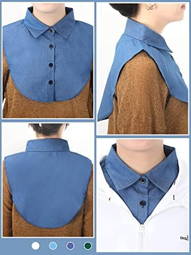 یقه تقلبی 4 تکه بلوز یقه گرد نیم پیراهن جداشدنی یقه دیکی تاپ یقه کاذب برای لباس های دخترانه زنانه Image