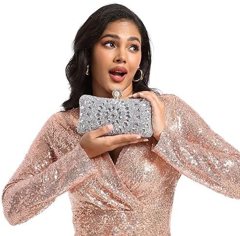 کیف پول‌های Clutch کریستالی Boutique De FGG برای کیف‌های شب زنانه کیف بدلیجات جشن عروسی Image