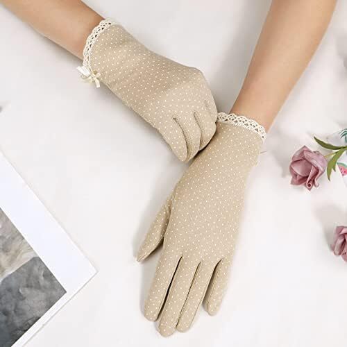 دستکش ضد لغزش رانندگی با صفحه لمسی پنبه ای محافظ UV زنانه در فضای باز Image