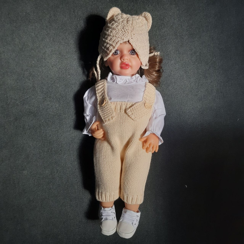 عروسک سیلیکونی وینیل واقعی ۲۲ اینچی(۵۵ سانتیمتر)با لباس کاموایی شیری رنگ و به همراه عروسک کوچک و لوازم جانبی برای سن +۳ reborn Image