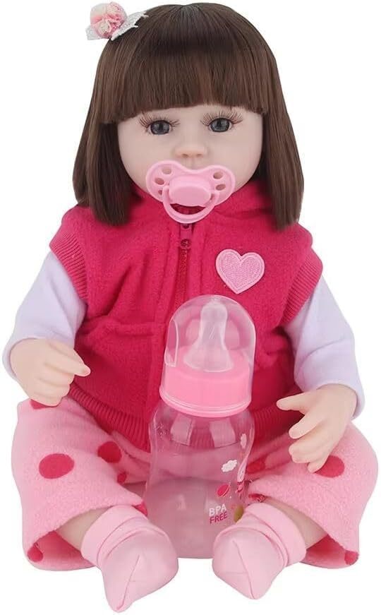 Nano Classic 16 inch 42cm Reborn Baby Doll Soft Cotton body Silicone Newborn real like Baby Doll Girl Toy Gift Dolls Amy (Red) Image