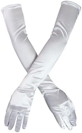 دستکش 21 اینچی برای مهمانی عصرانه زنانه DreamHigh دستکش ساتن بلند مشکی/سفید Image