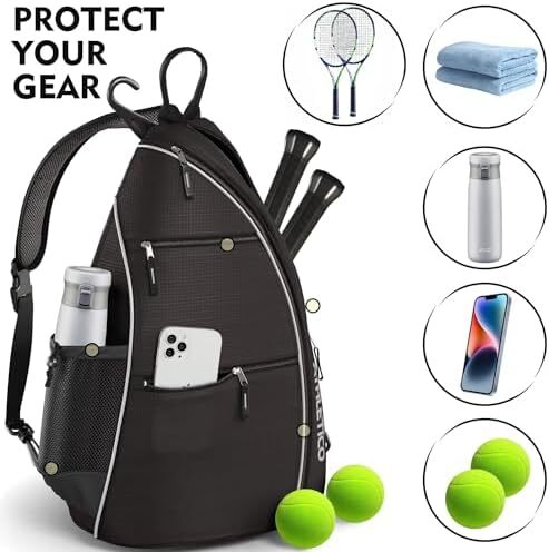 کیف زنجیر Funito - کوله پشتی کراس بادی برای پیکلبال، تنیس، راکتبال و مسافرت برای مردان و زنان Image