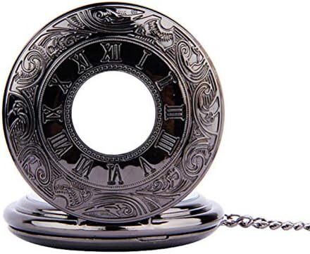 ساعت مچی جیبی مشکی هموبلو برای مردان، ساعت مچی جیبی وینتج با اعداد رومی و اعداد عربی برای روز پدر و تولد Image