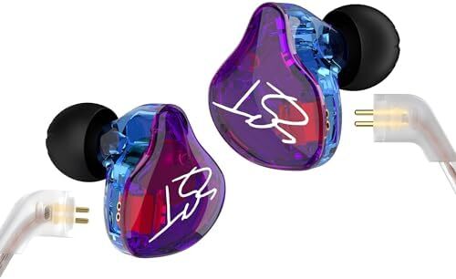 YINYOO Easy KZ ZST Colorful Hybrid Banlance Armature with Dynamic in-Ear Earphone 1BA+1DD HiFi Headset Earphones Wired Ear Buds Wired Drum Headphones(Colorful ZST MIC) Image