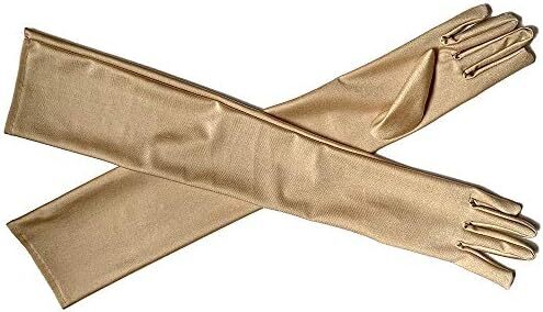 دستکش 21 اینچی برای مهمانی عصرانه زنانه DreamHigh دستکش ساتن بلند مشکی/سفید Image