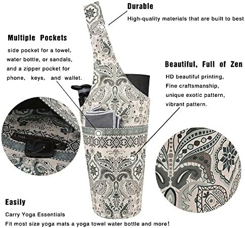 کیف مت یوگا چاپ شده مد روز با جیب کناری بزرگ و جیب زیپ دار کیف یوگا بلند و مناسب تشک های بزرگ - دارای لوازم جانبی یوگا بیشتر Image