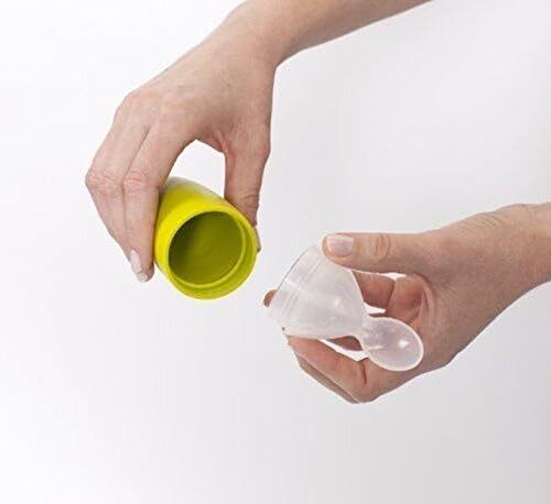 قاشق پخش کننده غذای نوزاد سیلیکونی بون اسکوئرت – تغذیه بدون کثیفی، با یک دست – قاشق نرم و ایمن برای نوزاد – بدون BPA، قابل شستشو در ماشین ظرفشویی، ایده‌آل برای شروع تغذیه با هدایت نوزاد، سبز Image