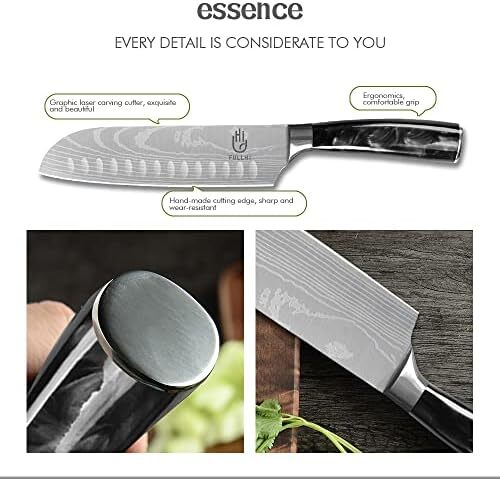 ست چاقو FULLHI، شامل 14 عدد چاقوی ژاپنی، با دسته رزینی مشکی و استیل ضد زنگ با کیفیت بالا Image