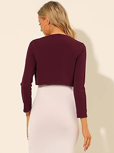 آلگرا K زنانه بولرو شیک شانه بند توری دفتر کسب و کار جلو باز ژاکت کش باف پشمی Image