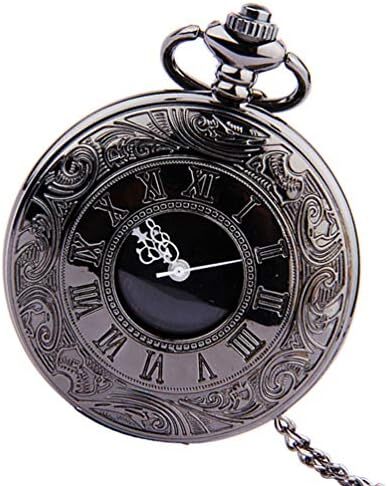 ساعت مچی جیبی مشکی هموبلو برای مردان، ساعت مچی جیبی وینتج با اعداد رومی و اعداد عربی برای روز پدر و تولد Image