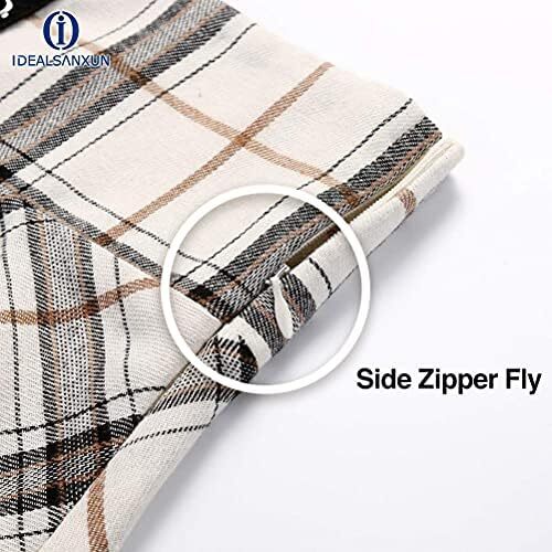 دامن های کوتاه چهارخانه گوتیک IDEALSANXUN برای دامن های چهارخانه کمر بلند زنانه Image