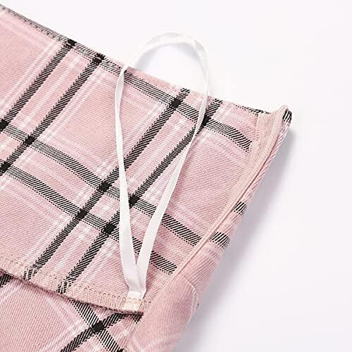 دامن های کوتاه چهارخانه گوتیک IDEALSANXUN برای دامن های چهارخانه کمر بلند زنانه Image