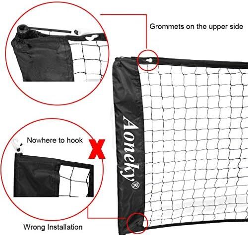 ست تور مینی تنیس Aoneky 10ft/18ft، پایه قاب فلزی و توری نایلونی قوی - تور بدمینتون تنیس قابل حمل PikckleBall برای کودکان و نوجوانان جوان 3M 6M در فضای باز Image