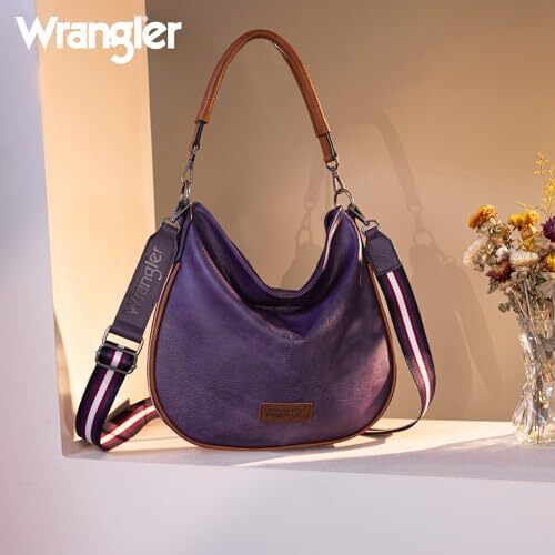 کیف های زنانه رانگلر هوبو کیف های شانه ای نواری نخی راه راه و کیف های دستی با بند Image