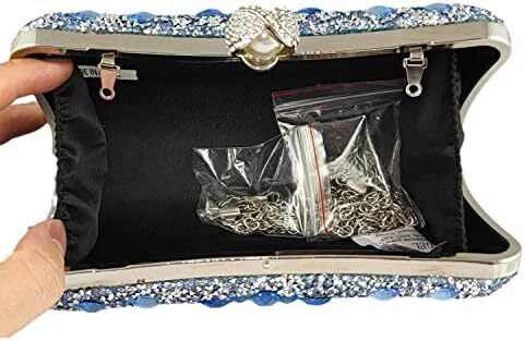 کیف پول‌های Clutch کریستالی Boutique De FGG برای کیف‌های شب زنانه کیف بدلیجات جشن عروسی Image