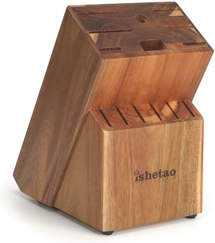 ست مجموعه چاقوهای isheTao برای آشپزخانه با بلوک، مجموعه چاقو ۱۵ تکه آشپزخانه، مجموعه چاقوهای سرآشپز فوق‌العاده تیز برای آشپزخانه، مجموعه چاقو با بلوک استیل ضد زنگ کربن بالا با تیزکن، نقره‌ای Image