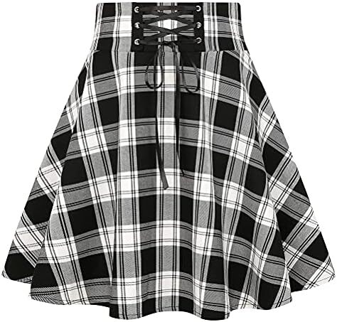 دامن های کوتاه چهارخانه گوتیک IDEALSANXUN برای دامن های چهارخانه کمر بلند زنانه Image